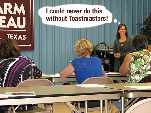 Rene speaks with confidence at Toastmasters meeting
